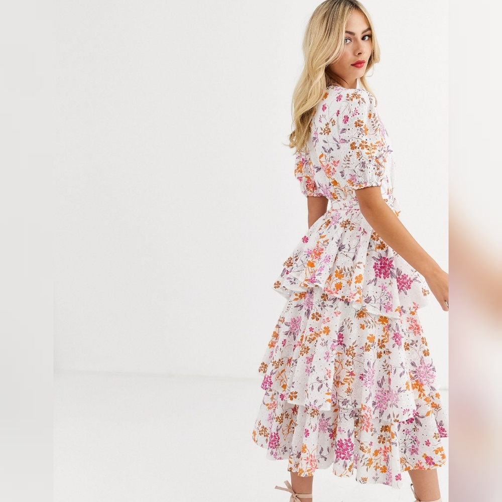 La Maison Talulah Jasmine Vines Tiered Midi Dress - Picture 2 of 12